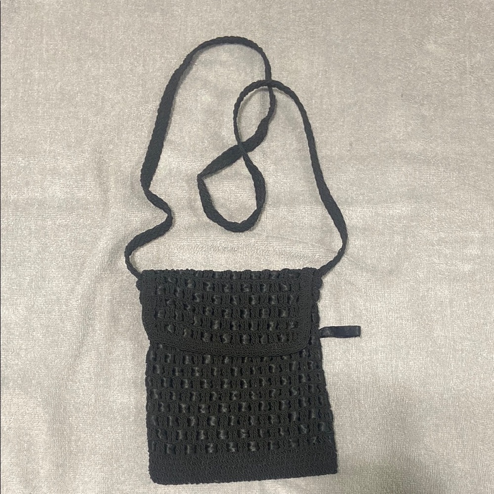 Elegant Black Crochet Shoulder Bag